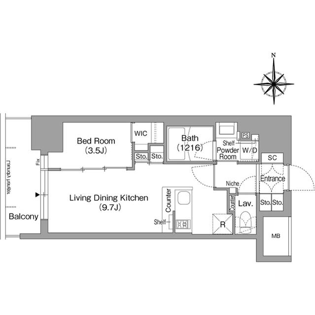 コンフォリア・リヴ北浜淡路町(1LDK/15階)の間取り写真