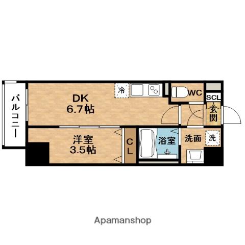 SOLTERRACE本庄西クレアスト(1DK/6階)の間取り写真