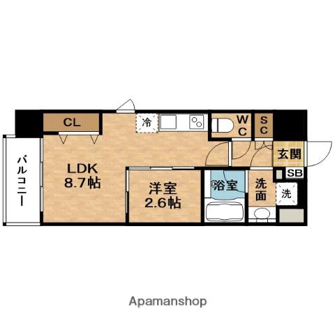 GEO ENT福島野田レジデンス(1LDK/9階)の間取り写真