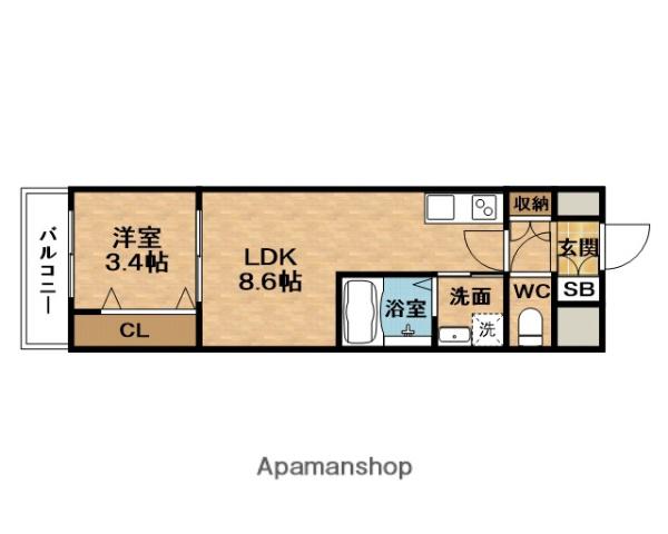 URBANPARK新大阪(1LDK/9階)の間取り写真