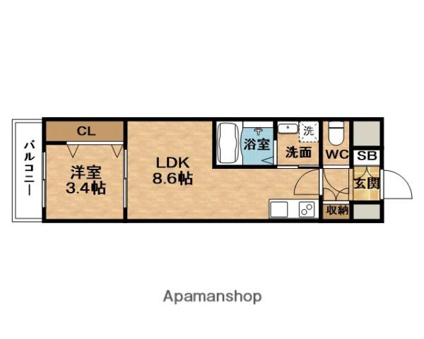 URBANPARK新大阪(1LDK/5階)の間取り写真