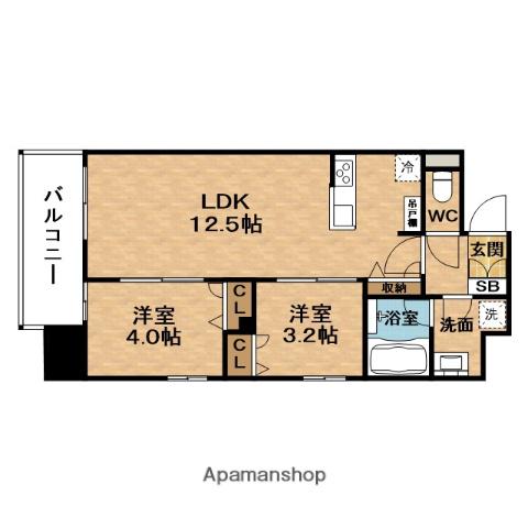LEFOND PROGRES南森町(2LDK/5階)の間取り写真