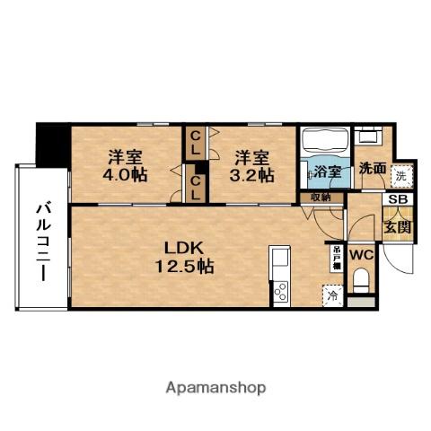LEFOND PROGRES南森町(2LDK/3階)の間取り写真