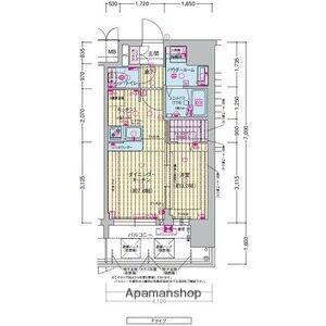 PRESSANCE東淀川駅前プローシェ(1DK/14階)の間取り写真