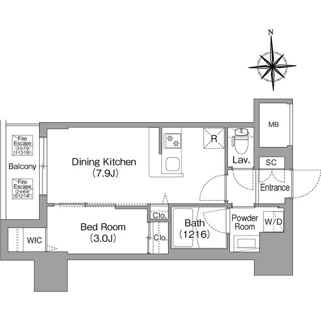 コンフォリア・リヴ北浜高麗橋(1DK/12階)の間取り写真