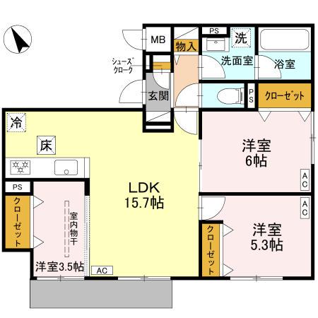LU CASA(3LDK/1階)の間取り写真