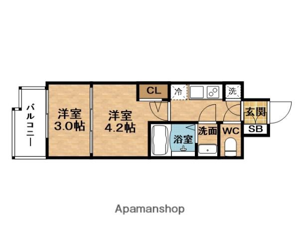 SERENITE東梅田アリエ(2K/14階)の間取り写真