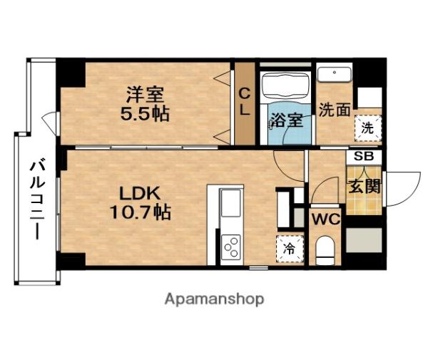 ハピネスガーデン新大阪(1LDK/3階)の間取り写真