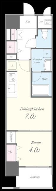 セイワパレス本町東(1DK/6階)の間取り写真