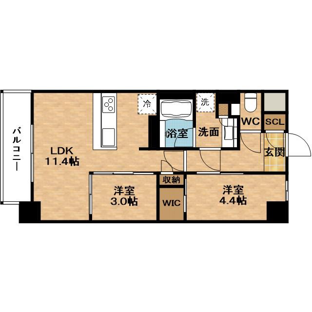 URBANEX東梅田(2LDK/2階)の間取り写真