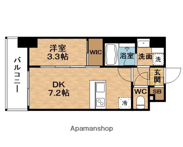 ESLEADレジデンスザ・グラン大阪ノア(1DK/14階)の間取り写真