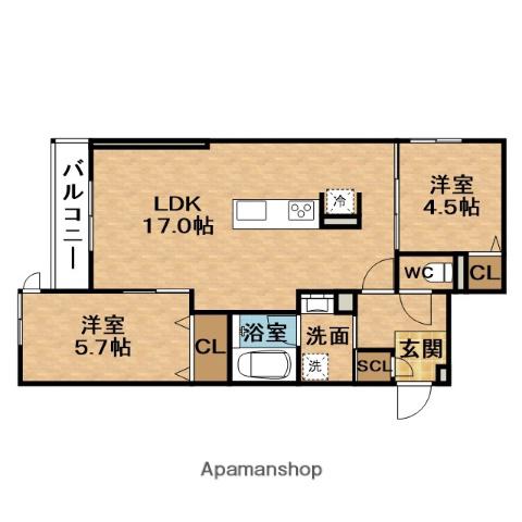 CLASHIST瑞光(2LDK/2階)の間取り写真