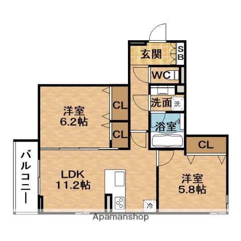 CASA・プレッツァ豊里(2LDK/2階)の間取り写真