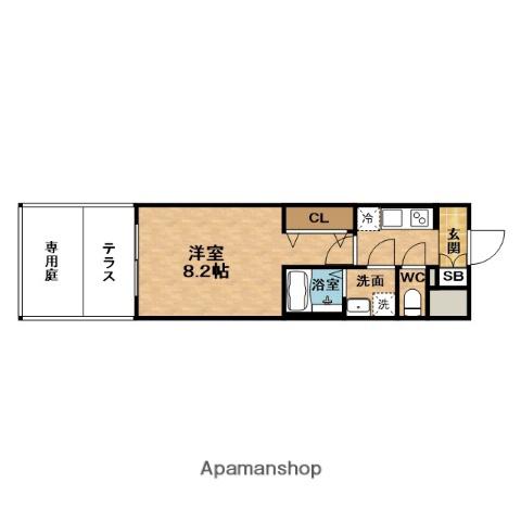SOLTERRACEOSAKA御幣島(1K/1階)の間取り写真