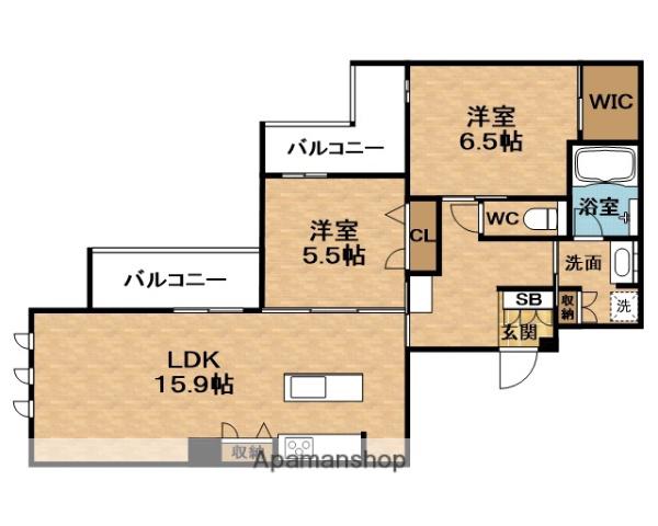 ORCHIDEAクオーレ(2LDK/3階)の間取り写真