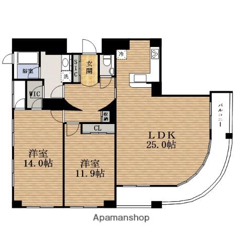 レジディアSHINSAIBASHIウエスト(2LDK/13階)の間取り写真