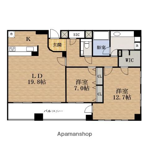 レジディアSHINSAIBASHIウエスト(2LDK/13階)の間取り写真