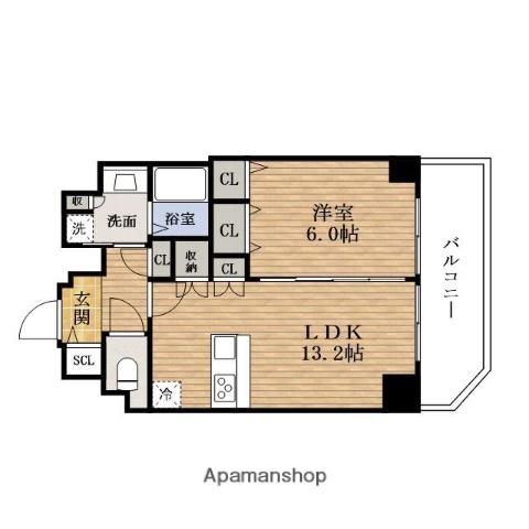 アドバンス大阪城LEGALE(1LDK/14階)の間取り写真