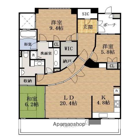 ROYALPARKSEなんば(3LDK/14階)の間取り写真