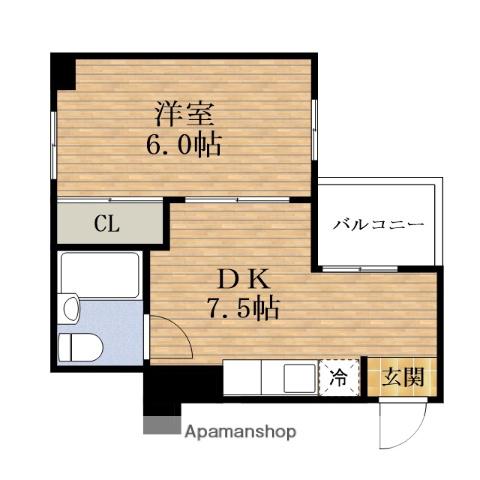 マンション北堀江(1DK/5階)の間取り写真