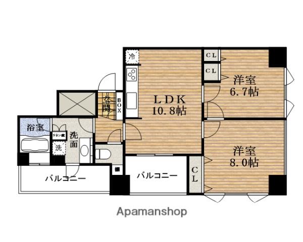 アルグラッドザタワーSHINSAIBASHI(2LDK/24階)の間取り写真