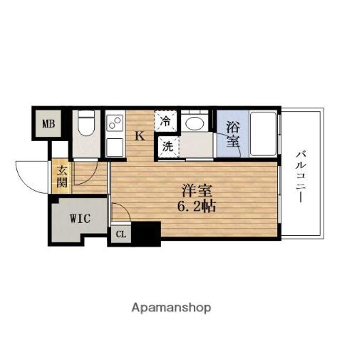 グランツNISHIOHASHI(1K/6階)の間取り写真