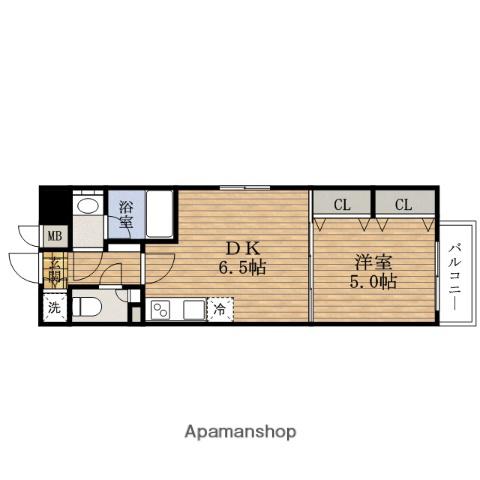 レジディアKYOMACHIBORI(1DK/15階)の間取り写真