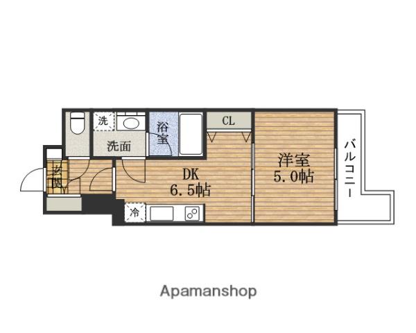 ブラービMINAMIHORIE(1DK/11階)の間取り写真