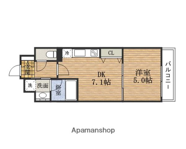 ブラービMINAMIHORIE(1DK/3階)の間取り写真