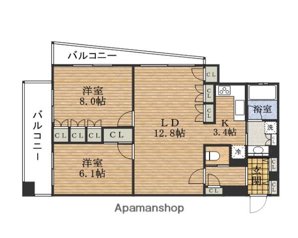 LEGAL江戸堀ウエストパーク(2LDK/12階)の間取り写真