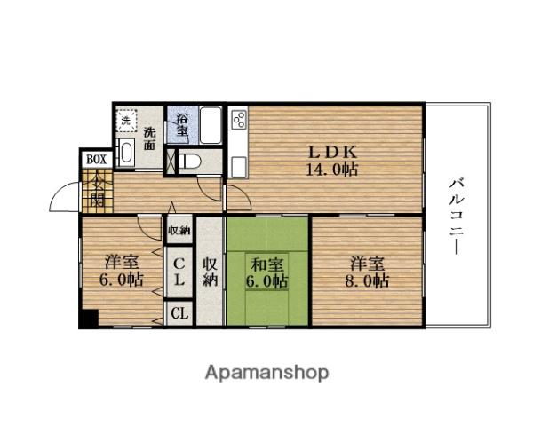 シャトーMINAMISEMBA(3LDK/4階)の間取り写真