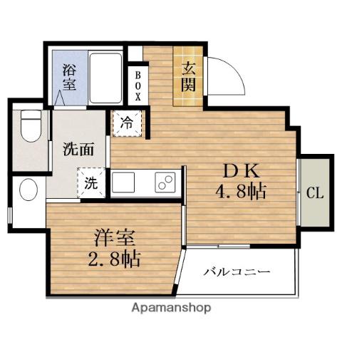 ファインブルームUTUBOKOUEN(1DK/5階)の間取り写真