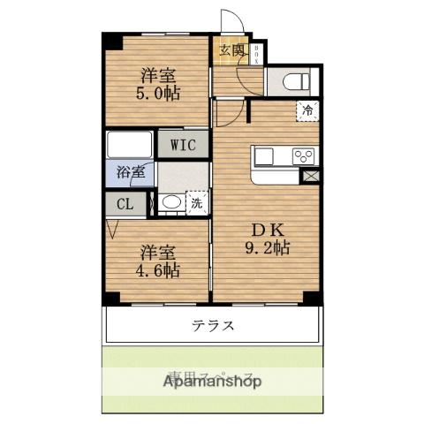 エステムコート難波ウエスト-SIDEⅡベイフレックス(2DK/1階)の間取り写真