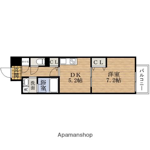 PARKCUBE北浜(1DK/7階)の間取り写真