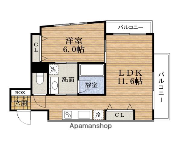 ウォブ新町(1LDK/9階)の間取り写真