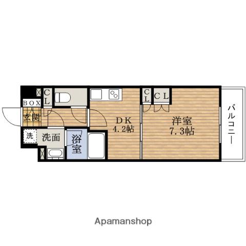 ポートヴィラUTUBOKOUEN(1DK/3階)の間取り写真