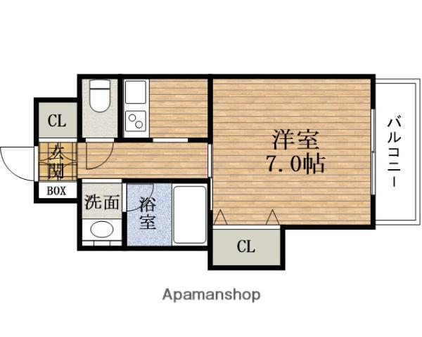 ブリリアン夕陽丘(1K/4階)の間取り写真