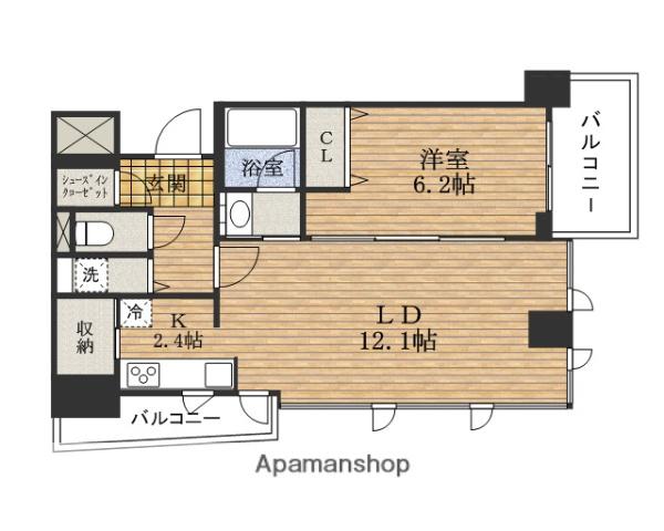 CROSSRESIDENCE大阪新町(1LDK/10階)の間取り写真