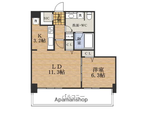 CROSSRESIDENCE大阪新町(1LDK/11階)の間取り写真