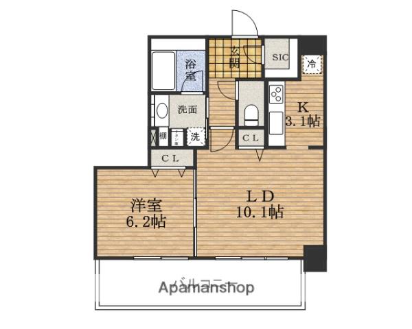 CROSSRESIDENCE大阪新町(1LDK/12階)の間取り写真