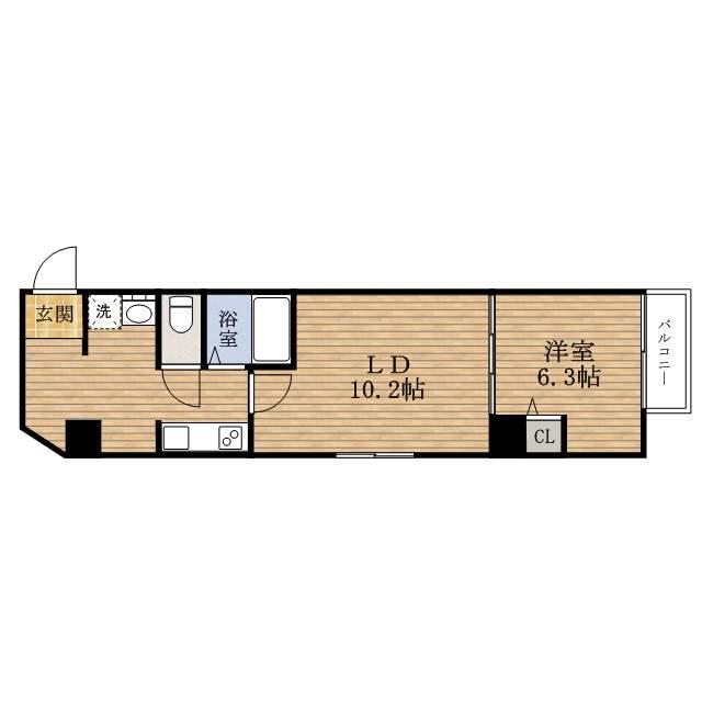 朝日プラザ西道頓堀(1LDK/4階)の間取り写真