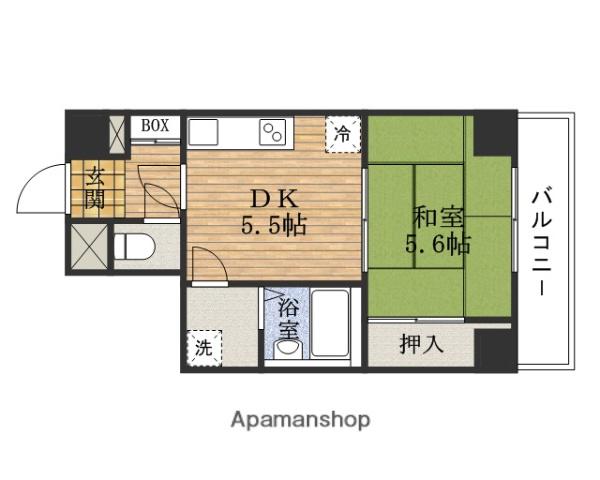 ライオンズマンション御堂本町(1DK/6階)の間取り写真