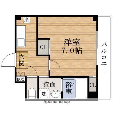 インペリアル靭本町(1K/3階)の間取り写真