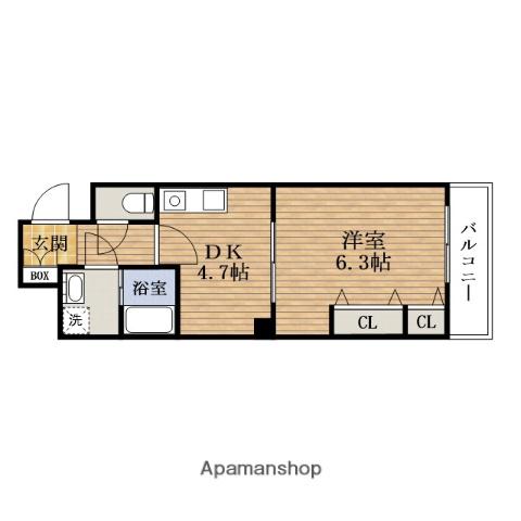 HUGE1 ヒュージ1(1DK/2階)の間取り写真
