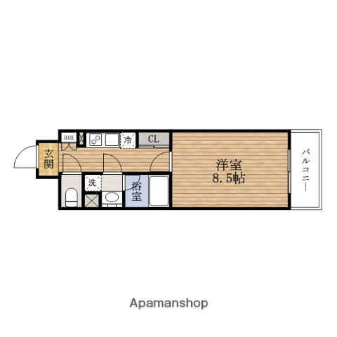 アスヴェル心斎橋東Ⅱ(1K/3階)の間取り写真
