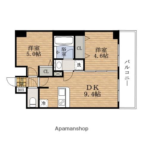 エステムプラザ難波ウエストⅡプレディア(2DK/9階)の間取り写真