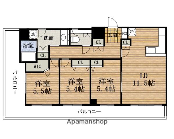 カスタリアタワーNAGAHORIBASHI(3LDK/27階)の間取り写真