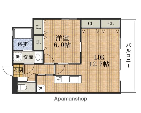 CAPITOL安堂寺(1LDK/6階)の間取り写真