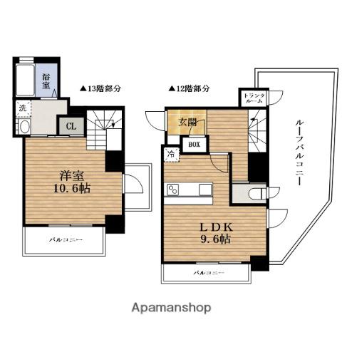 オリエンタルMINAMIHORIE(1LDK/12階)の間取り写真