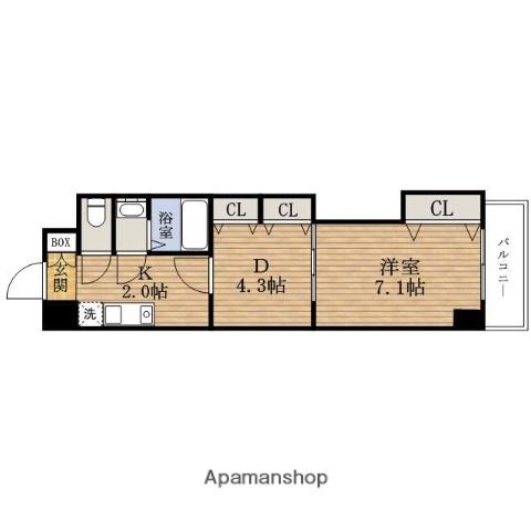 セントラルMINAMISEMBA(1DK/14階)の間取り写真